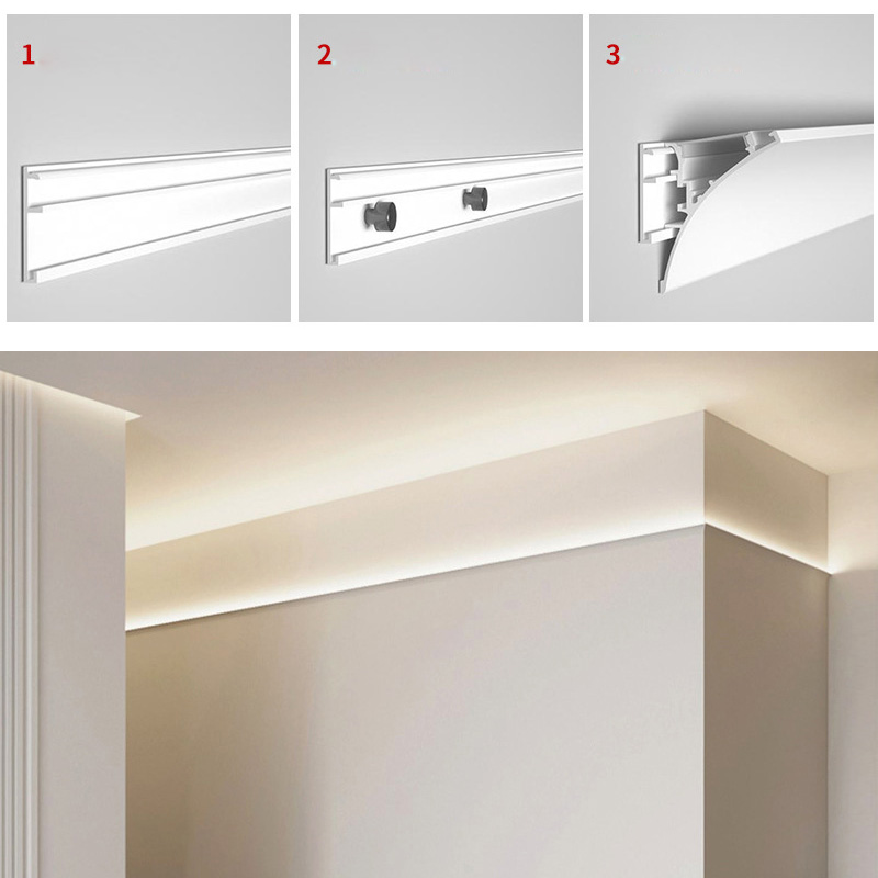 2-Part Surface Mount LED Crown Moulding Lighting Channel, 14mm Inner 2-Part Surface Mount LED Crown Moulding Lighting Channel, 14mm Inner